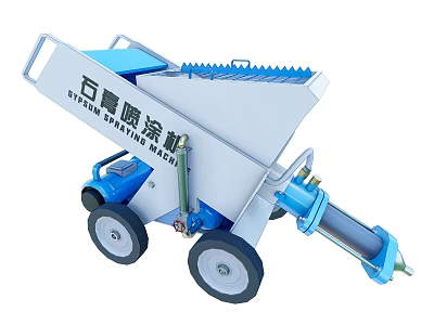 Industrial Mobile Spraying Machine With Blue White Design For Coating Applications 3d model