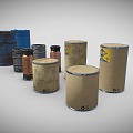 Industrial LOFT Industrial Barrel Combination Oil Barrel Iron Barrel Chemical Storage Tank 3d model