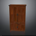 Red Chinese Style Wooden Cabinet With Double Doors And Bottom Drawers