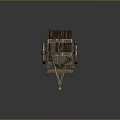 Ancient Wooden Mechanical Device With Spoked Wheels And Gear Like Launch Structure