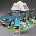 Tent camping Audi sales toy flower car exhibition car display flower stand display scene 3d model