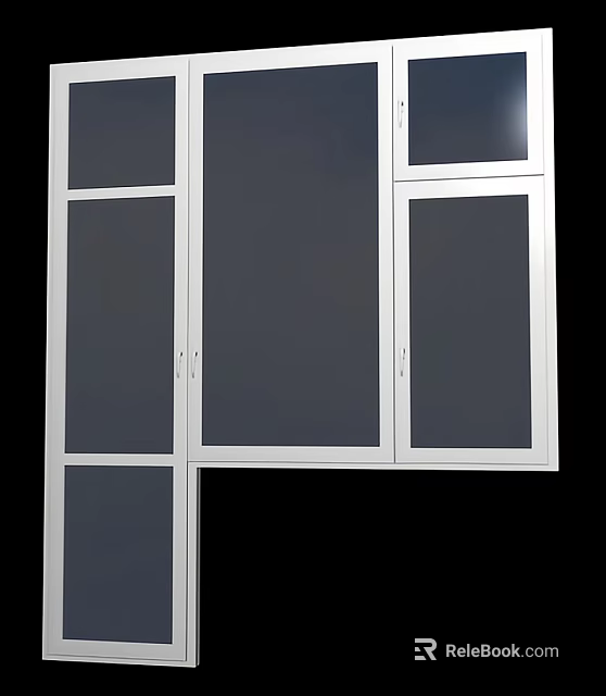 Casement Window with Aluminum Frame Multiple Glass Panels and Modern Design 3d model 