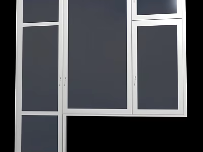 Casement Window with Aluminum Frame Multiple Glass Panels and Modern Design 3d model