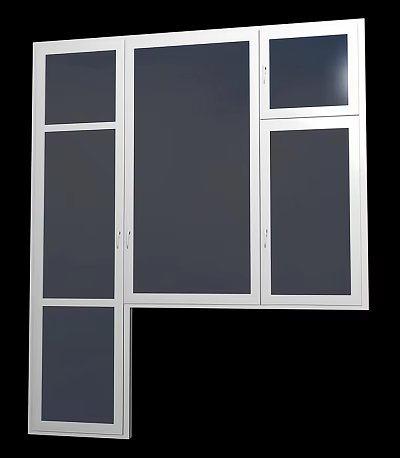Casement Window with Aluminum Frame Multiple Glass Panels and Modern Design 3d model
