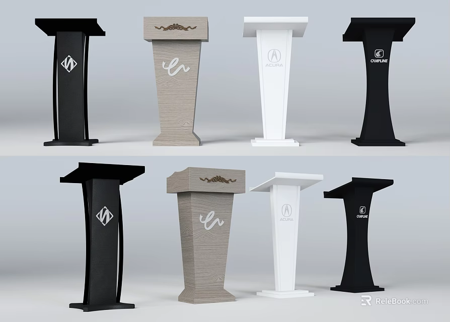 Modern Functional Podiums With Different Designs And Color Options For Various Settings 3d model 
