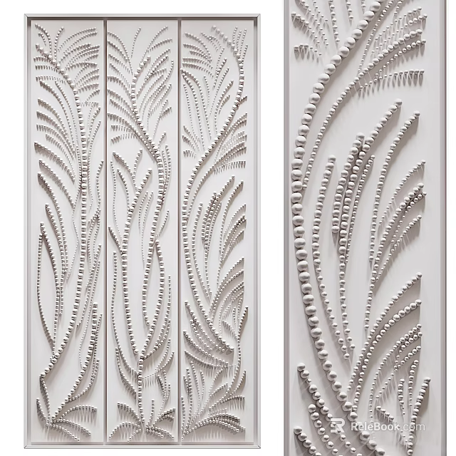 Modern Abstract Painting With Flowing Feather Like Textures And Artistic Line Patterns 3d model 