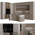 Modern Kitchen Interior With Marble Island Counter And Integrated Appliance Cabinets