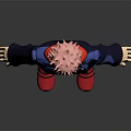 Anime Fantasy Creature Character With Pink Hair Red Scarf Blue Outfit And Red Shoes