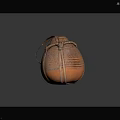 Traditional Handmade Orange Storage Container With Woven Patterns Round Shape And Leather Straps