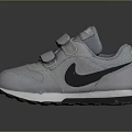 Nike Kids' Gray Casual Shoes With Velcro Straps Mesh Upper And Rubber Sole