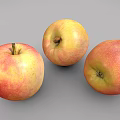 Fresh Ripe Red and Yellow Apples With Juicy Shiny Texture And Three Fruits