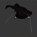 Sci Fi Warrior Character With Black Cloak Red Accents And Twin Pink Lightsabers