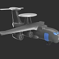 Gray Toy Airplane Model With Dual Radar Dishes Blue Windows And Wheels