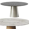 Modern Round Dining Table With Marble Top And Silver Metal Base 3d model