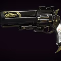 Ornate Black Revolver Featuring Gold Decorative Patterns And Silver Engraved Grip