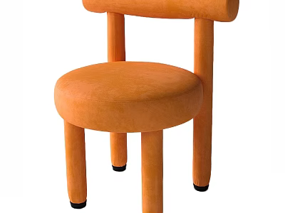 Modern Orange Single Sofa Rounded Backrest Round Seat Cushion Wooden Legs Black Foot Caps 3d model
