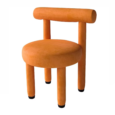 Modern Orange Single Sofa Rounded Backrest Round Seat Cushion Wooden Legs Black Foot Caps 3d model