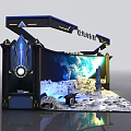 Interstellar Crossing VIII Modern Exhibition Booth Entrance Blue Black With Moon Surface Earth