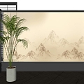 Modern New Chinese Screen Iron Screen New Chinese Landscape Screen Banner Screen Wooden Screen Screen Partition 3d model