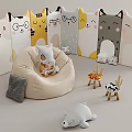 Cute Kids Chair With Cartoon Design Stuffed Toy Wooden Stool And Soft Cushions