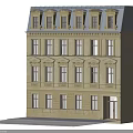 Classical Style Multi Storey Hotel Building With Yellow Facade And Blue Roof