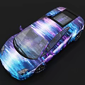 Stylish Sports Car With Purple And Blue Gradient Digital Art Exterior Design