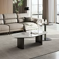 Modern Living Room Coffee Table With Marble Top And Metal Base And Decorative Books