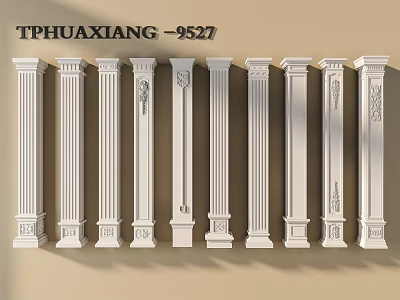 Decorative White Columns With Various Carved Designs For Interior Exterior Decor 3d model