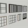 Various Sliding Door Designs With Different Frame Colors And Glass Patterns 3d model