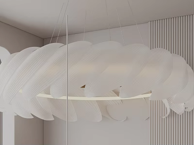 Modern White Chandelier with Spiral Wave Shaped Shades for Contemporary Interior Lighting Design 3d model