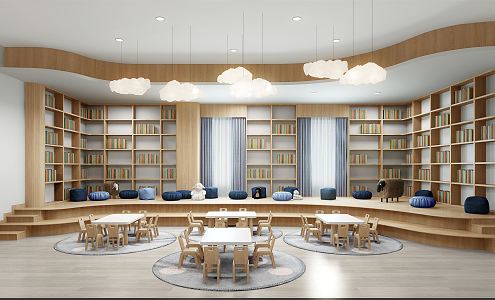 modern reading room 3d model