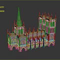 Gothic Cathedral Model With Tall Spires Towers And Arched Architectural Details