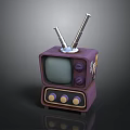 Vintage Purple Retro Computer Monitor With Antenna And Control Knobs Design