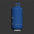 Blue Gas Cylinder With White Triangle Danger Sign And Bottom Logo