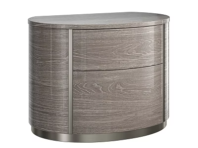 Elegant Modern Nightstand With Wood Grain Two Drawers And Metal Base 3d model