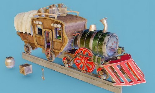 Retro Train Cartoon Train 3d model