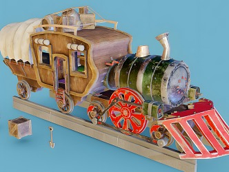 Retro Train Cartoon Train 3d model