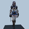 Game Movie Character With Pink Braided Hair Blue Eyes Wearing Ornate Blue Gold Armor Outfit