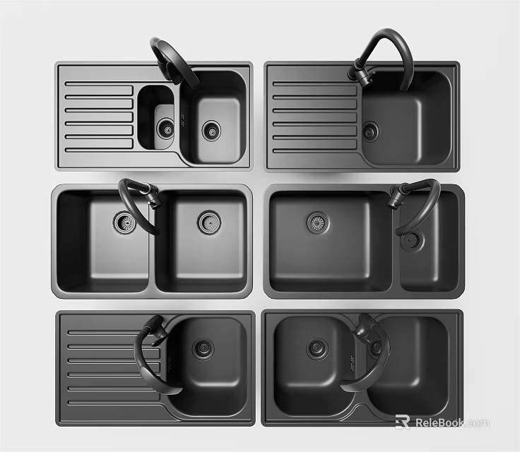 Multiple Modern Kitchen Sinks With Various Designs And Functional Features For Home Use 3d model 