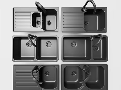 Multiple Modern Kitchen Sinks With Various Designs And Functional Features For Home Use 3d model