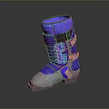 Purple And White Ski Boots With Adjustable Straps And Durable Structure For Outdoor Activities
