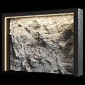 Rough Textured Accent Wall with Black Frame Illuminated by Warm LED Strip