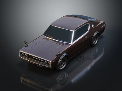 Vintage Brown Two Door Sports Car With Shiny Body And Black Wheels 3d model
