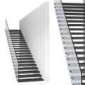Modern Staircase Design With Black Metal Treads And White Vertical Panel Wall