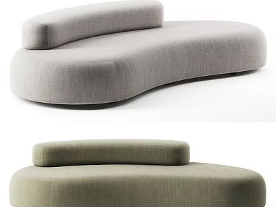 Modern Curved Sectional Sofa With Gray And Green Upholstered Design 3d model