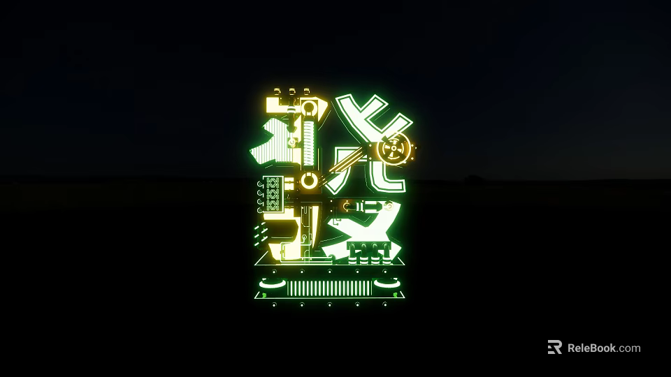 Contemporary Decorative Lights With Green Glowing Geometric Patterns For Modern Home Interior Design 3d model 