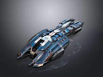 Futuristic Metallic Spaceship Design With Sleek Aerodynamic Structure And Detailed Accents 3d model