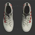 White High Top Casual Shoes With Red Heart Patterns On Side For Fashion Look