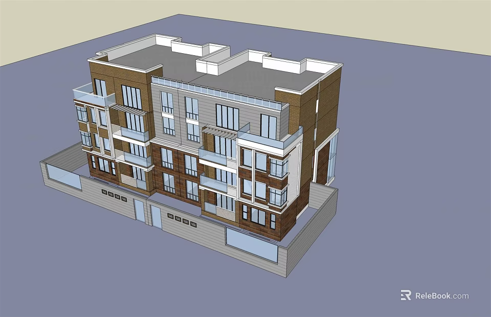 Modern Multi Storey Residential Building With Balconies And Glass Windows 3d model 