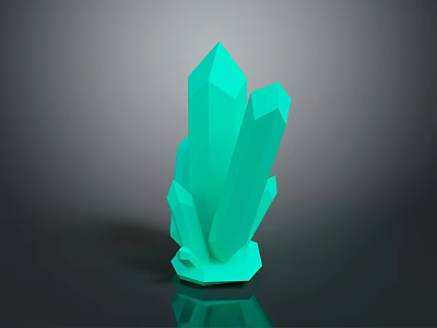 Green Geometric Crystal Cluster 3D Model With Long Prismatic Crystals Base Dark Background Reflection 3d model